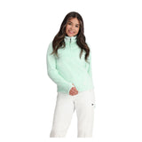 Obermeyer Girl's Furry Fleece Top 2025 - A mint green fleece top with a high collar and zipper closure.