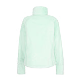 Obermeyer Girl's Furry Fleece Top 2025 - A mint green fleece top with a high collar and long sleeves, featuring a furry texture on the shoulders and upper arms.