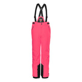 Killtec Girls Functional Bib Pant 2025 - A pair of pink snow pants with black accents and adjustable suspenders.