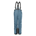 Killtec Girls Functional Bib Pant 2025 - A pair of light blue snow pants with black accents and adjustable suspenders.