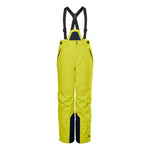 Killtec Boys Functional Bib Pant 2025 - A pair of bright yellow snow pants with black accents and adjustable suspenders.