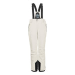 Killtec Women's Erielle Detachable Suspender Pant 2025 - Beige snow pants with black detachable suspenders and zippered pockets.