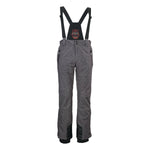 Killtec KSW 146 Insulated Pants - A pair of gray snow pants with a subtle pattern, featuring black accents and adjustable straps at the waist.