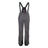 Killtec KSW 146 Insulated Pants - A pair of gray snow pants with a subtle pattern, featuring black accents and adjustable straps at the waist.