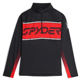Spyder Men's Paramount 1/2 Zip Top 2025 - Black top with red and white stripes on chest, zip closure at neck.