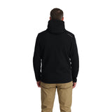 Spyder Bandit Hooded Jacket 2025 - A black hooded jacket with a zippered chest pocket and two side pockets, featuring a white logo on the left shoulder.