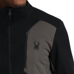Spyder Men's Bandit Full-Zip Fleece Jacket 2025 - A black fleece jacket with a zippered front and two pockets on either side.