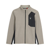 Spyder Men's Bandit Full-Zip Fleece Jacket 2025 - A black fleece jacket with a full zip and two side pockets, featuring a white spider logo on the left chest.