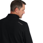 Spyder Men's Bandit 1/2 Zip Top - A black zip-up top with a high collar and two chest pockets, featuring a silver Spyder logo on the left shoulder.