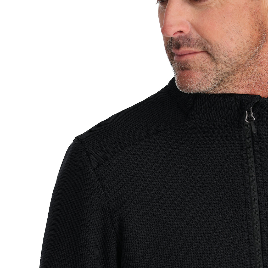 Spyder Men's Bandit 1/2 Zip Top - A black zippered top with a high collar and two front pockets.