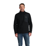 Spyder Men's Bandit 1/2 Zip Top - A black zip-up top with a white logo on the left chest and two silver zippers.