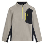 Spyder Men's Bandit 1/2 Zip Top - A black and grey top with a zippered front, featuring a small yellow logo on the left chest area.