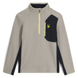 Spyder Men's Bandit 1/2 Zip Top - A black and grey top with a zippered front, featuring a small yellow logo on the left chest area.