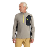 Spyder Men's Bandit 1/2 Zip Top - A gray top with a yellow zipper and black accents on the shoulders.