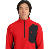 Spyder Men's Bandit 1/2 Zip Top - A red and black half-zip top with a spider logo on the left chest.