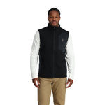 Spyder Men's Bandit Fleece Vest 2025 - A black fleece vest with a zippered front and a small embroidered logo on the left chest.