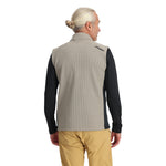 Spyder Men's Bandit Fleece Vest - A light gray fleece vest with a collar and zippered front, featuring a black Spyder logo on the left chest.
