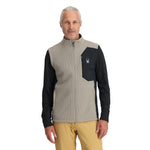 Spyder Men's Bandit Fleece Vest - A black fleece vest with a white logo on the left chest and two zippered pockets on either side.