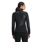 Spyder Women's Glissade Insulated Fleece Jacket - A black jacket with a high collar and diagonal quilted pattern on the back.