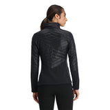 Spyder Women's Glissade Insulated Fleece Jacket - A black jacket with a high collar and diagonal quilted pattern on the back.