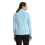 Spyder Women's Shimmer Bug 1/2 Zip Fleece 2025 - A light blue fleece jacket with a shimmer pattern and zippered front.