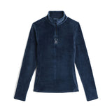 Spyder Women's Shimmer Bug 1/2 Zip Fleece 2025 - A dark blue fleece with a zipper and embroidered logo on the chest.