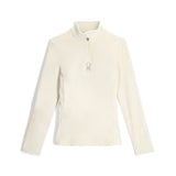 Spyder Women's Shimmer Bug 1/2 Zip Fleece 2025 - A cream-colored fleece top with a zipper and embroidered logo on the chest.
