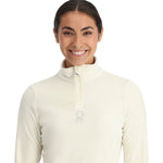 Spyder Women's Shimmer Bug 1/2 Zip Fleece 2025 - A cream-colored fleece with a shimmering pattern of bugs embroidered on the chest.