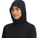 Spyder Women's Gridweb Fleece Hoodie 2025 - A black fleece hoodie with a hood and zipper closure.