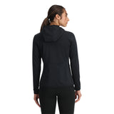 Spyder Women's Gridweb Fleece Hoodie 2025 - A black fleece hoodie with a hood and drawstring, featuring a grid pattern on the front.