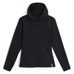 Spyder Women's Gridweb Fleece Hoodie 2025 - A black fleece hoodie with a hood and zipper closure.