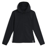 Spyder Women's Gridweb Fleece Hoodie 2025 - A black fleece hoodie with a hood and zipper closure.