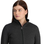 Spyder Women's Soar Full Zip Fleece Jacket 2025 - A dark gray fleece jacket with a zippered front and collar.