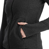 Spyder Women's Soar Full Zip Fleece Jacket 2025 - A dark gray fleece jacket with a zippered front and two side pockets.