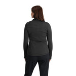 Spyder Women's Soar Full Zip Fleece Jacket 2025 - A dark grey fleece jacket with a zippered front and two side pockets.