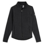 Spyder Women's Soar Full Zip Fleece Jacket 2025 - A dark gray fleece jacket with a zippered front and two side pockets.