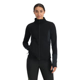 Spyder Women's Bandita Full-Zip Fleece Jacket 2025 - A black fleece jacket with a zippered front and two side pockets.