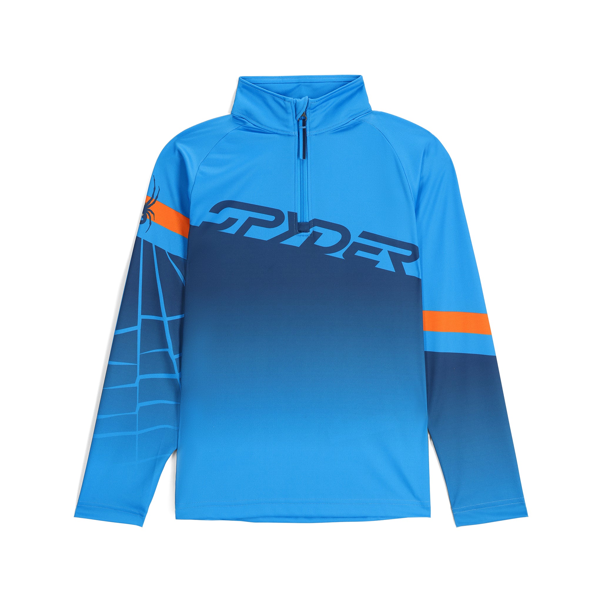 Spyder Boys' Incline 1/2 Zip Top - A light blue top with a darker blue stripe across the chest and a zipper running down the front.