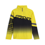 Spyder Boys' Incline 1/2 Zip Top 2025 - A yellow and black ombre top with a zipper down the front, featuring a spider logo on the left sleeve.