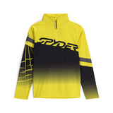 Spyder Boys' Incline 1/2 Zip Top 2025 - A yellow and black ombre top with a zipper down the front, featuring a spider logo on the left sleeve.