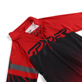Spyder Boys' Incline 1/2 Zip Top - A red and black top with a zipper down the front, featuring a spider logo on the chest.