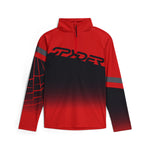 Spyder Boys' Incline 1/2 Zip Top - A red and black ombre top with a zipper down the front, featuring a logo on the left chest area.