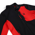 Spyder Youth Bandit Full-Zip Fleece Jacket 2025 - A black fleece jacket with a red zipper and a small embroidered spider logo on the chest.