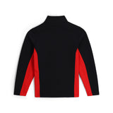 Spyder Youth Bandit Full-Zip Fleece Jacket 2025 - Black fleece jacket with red accents on sleeves and chest.
