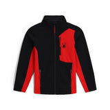 Spyder Youth Bandit Full-Zip Fleece Jacket 2025 - A black fleece jacket with red accents and a small spider logo on the left chest.