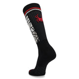 Spyder Men's Sweep Ski Socks 2025 - Black ski socks with a red and white stripe at top.