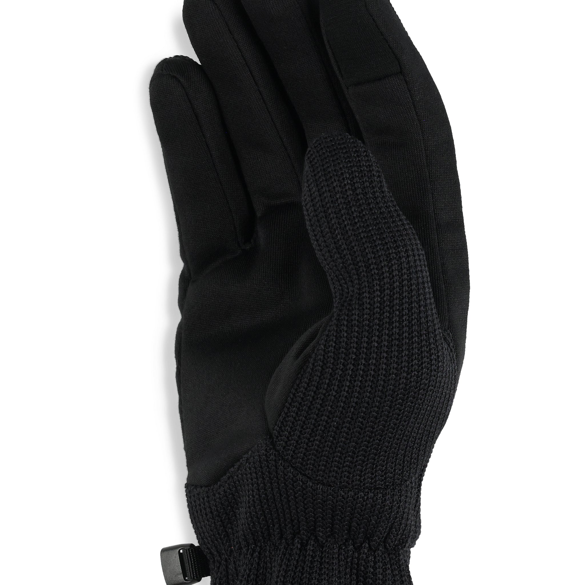 Spyder Men's Bandit Gloves - A pair of black gloves with a textured palm and thumb, featuring a strap on the wrist for secure fit.