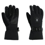 Spyder Women's Crucial Glove - A black glove with a white spider logo on the back of the hand and a strap closure at the wrist.