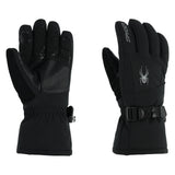 Spyder Women's Crucial Glove - A black glove with a white spider logo on the back of the hand and a strap closure at the wrist.