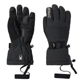 Women’s black ski gloves with padded cuff and adjustable wrist strap
